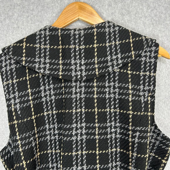 Amber Sun Belted Vest Black Gray Plaid Tweed Sleeveless Tie Waist Blazer Size XL - Picture 8 of 14